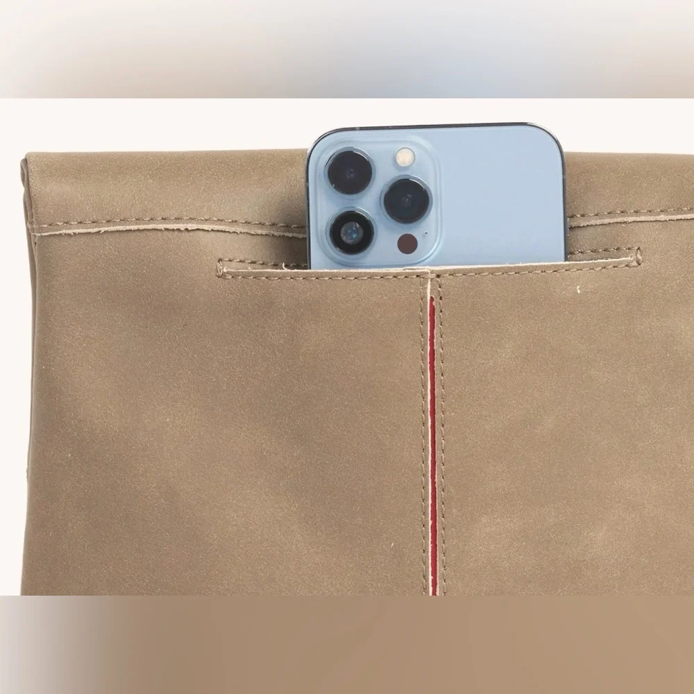 Hammitt VIP Medium Leather Clutch Crossbody Bag in Pewter Grey Red Zipper - Picture 11 of 16